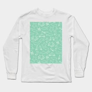 Abstract underwater aquamarine fish world and white waves Long Sleeve T-Shirt